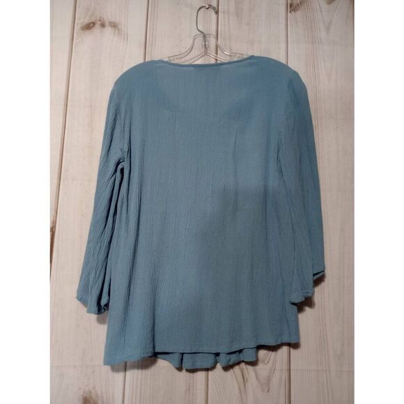 Magnolia Lane Shirt Ladies Medium Blue Bohemian - Picture 2 of 6